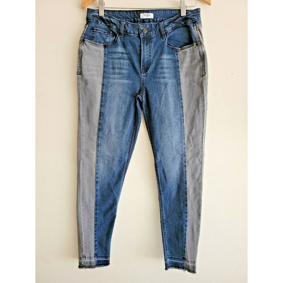 Kensie Jeans Women's Skinny Raw Hem Blue Gray Two Tone Mid Rise Stretch 10/30 - Picture 1 of 9
